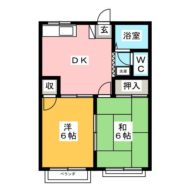 グリーンハイツ坂本(2DK/2階)の間取り写真