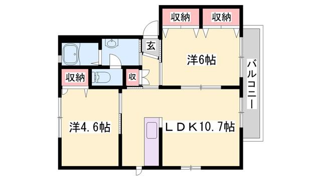バリュージュ西島A棟(2LDK/1階)の間取り写真