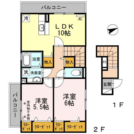 コンソラータ(2LDK/2階)の間取り写真