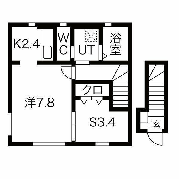 BONHEUR常盤台B棟(1SK/2階)の間取り写真