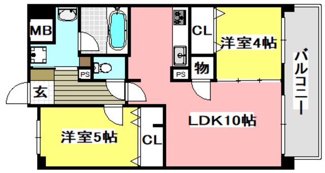 WISTERIA(2LDK/2階)の間取り写真