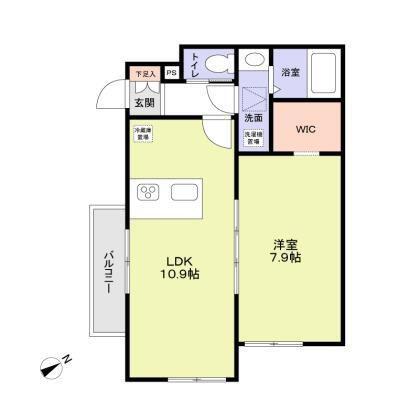 都営三田線 新板橋駅 徒歩3分 2階建 築3年(1LDK/1階)の間取り写真