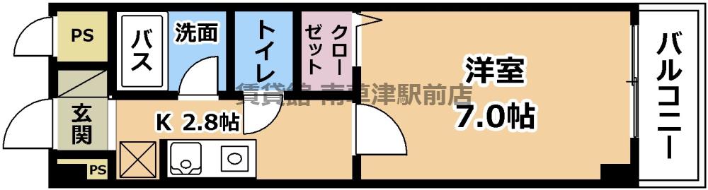 オリオンコート(1K/2階)の間取り写真