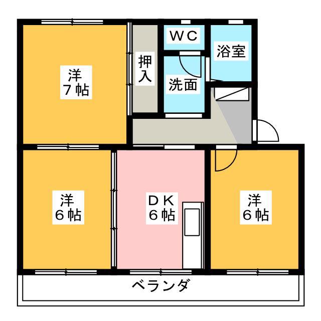 コーポ新富士(3DK/3階)の間取り写真
