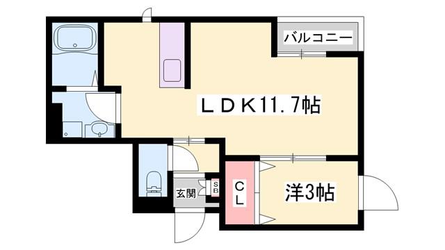MAISON BLANC(1LDK/3階)の間取り写真