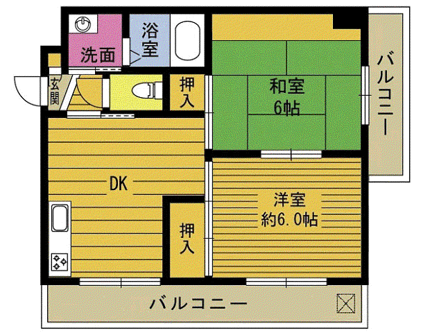 セドールK(2DK/2階)の間取り写真
