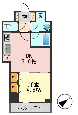 プラネソシエ青戸(1DK/4階)の間取り写真
