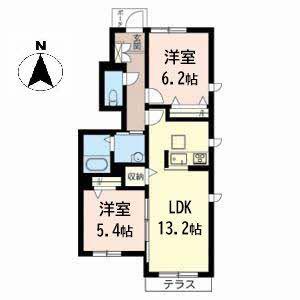 ハートフルハイツII(2LDK/1階)の間取り写真
