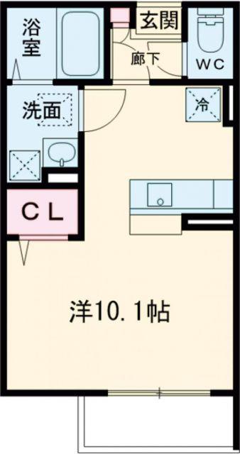 プランドール(ワンルーム/2階)の間取り写真