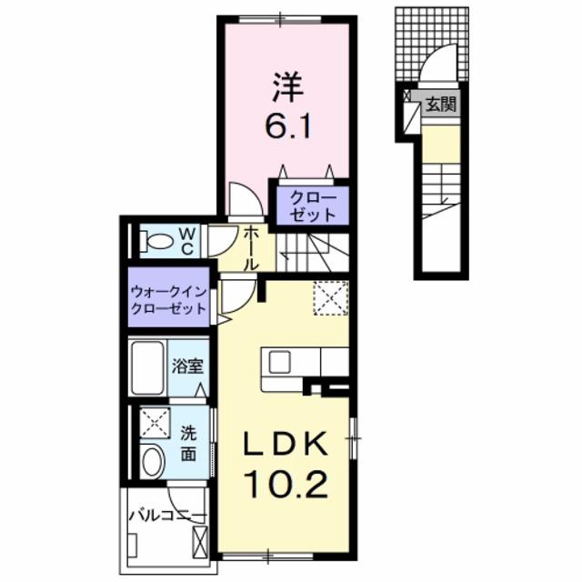 サンリット松葉(1LDK/2階)の間取り写真