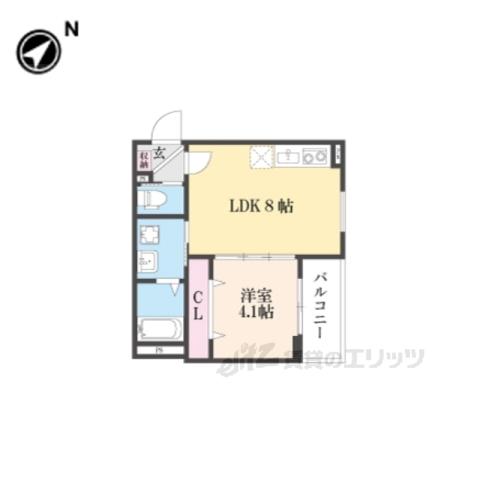 LIX京都桂川(1LDK/2階)の間取り写真