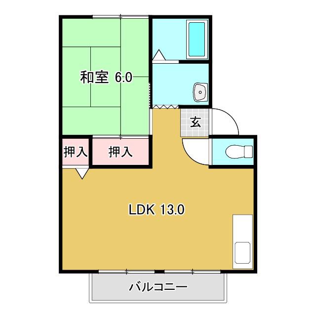 サンヴィレッジ介良(1LDK/1階)の間取り写真