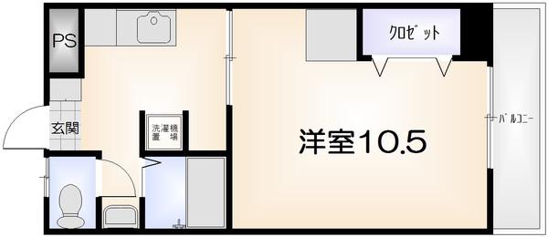 ハーバーハイツ万代町(1K/3階)の間取り写真
