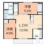 ボナールV(2LDK/1階)の間取り写真