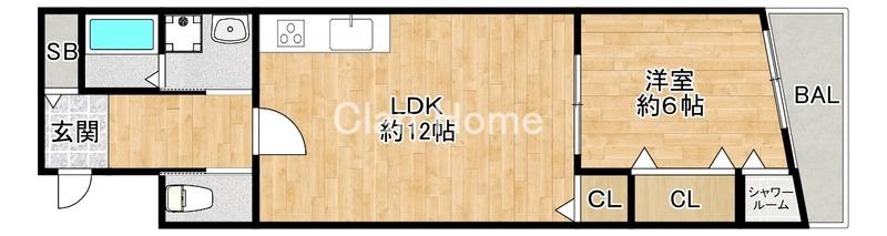 エイトフォレスト森ノ宮(1LDK/5階)の間取り写真