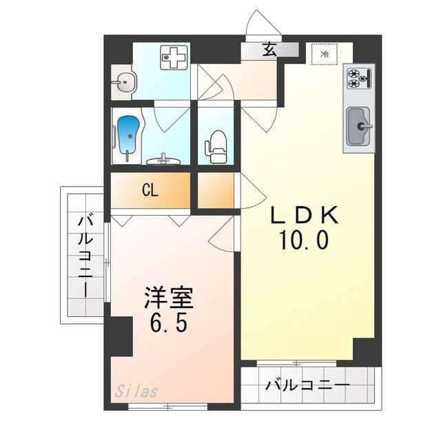 ローズステージ泉大津駅前(1LDK/2階)の間取り写真