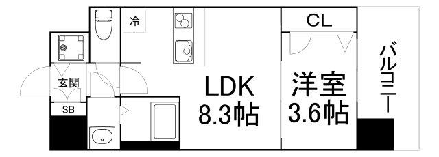 スワンズシティ大阪エスクレア(1LDK/13階)の間取り写真