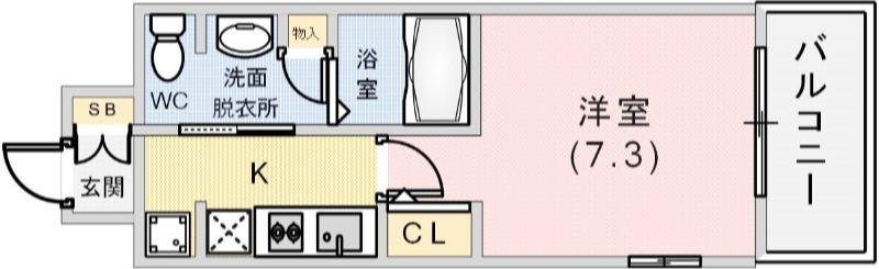 エステムプラザ神戸水木通グランクロス(1K/5階)の間取り写真