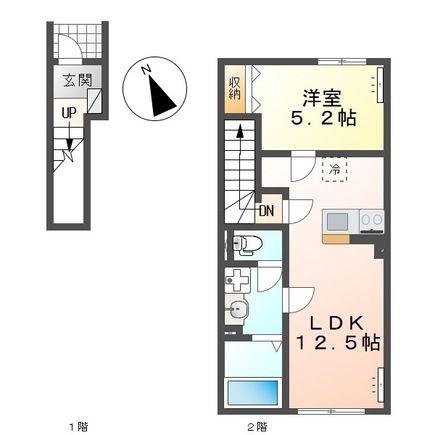 大槻町原田アパート(1LDK/2階)の間取り写真
