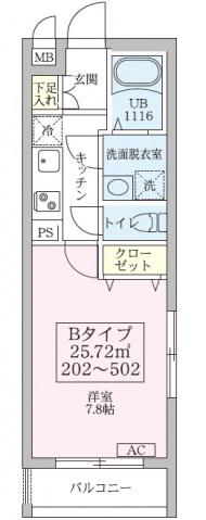 リブレスト篠崎(1K/4階)の間取り写真