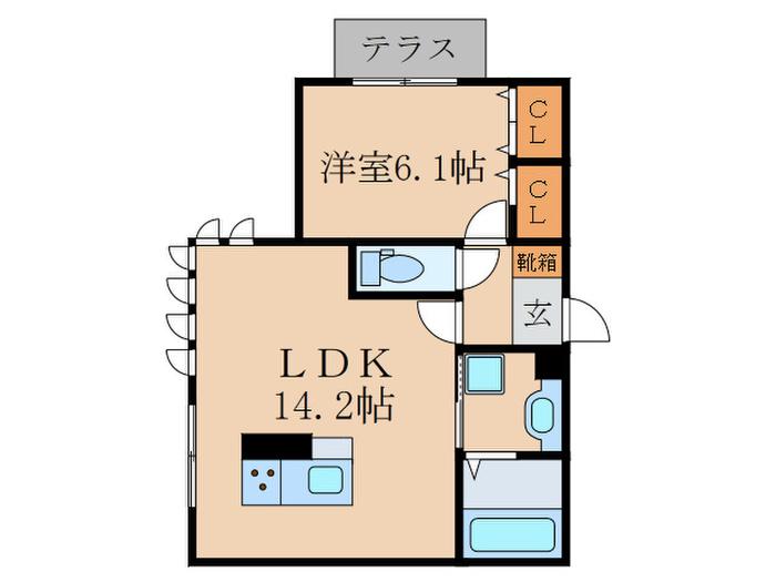 クロスロード(1LDK/1階)の間取り写真