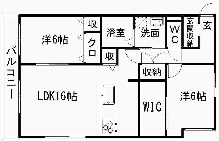 クランベリー(2LDK/3階)の間取り写真