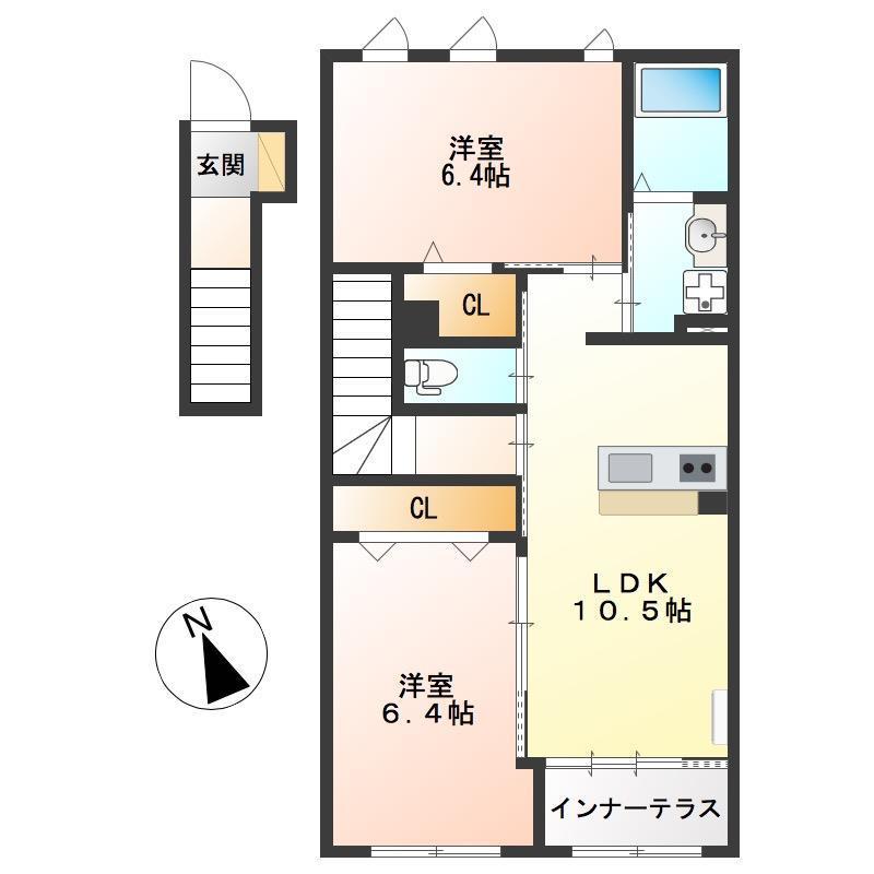 オータム リーブス(2LDK/2階)の間取り写真