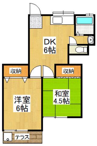 コーポ泉I(2DK/1階)の間取り写真