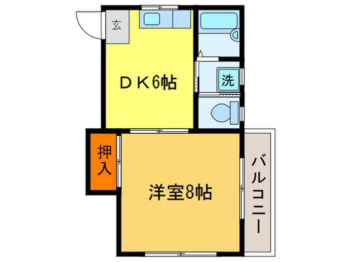 ヴェルディー中原(1DK/3階)の間取り写真