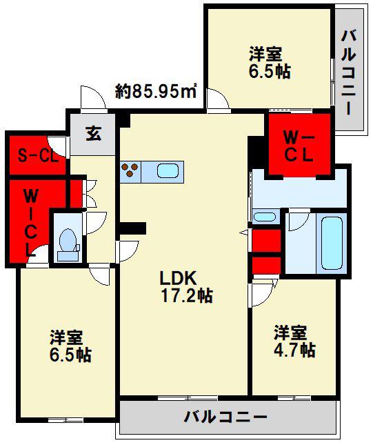 VIVACE日明(3LDK/3階)の間取り写真