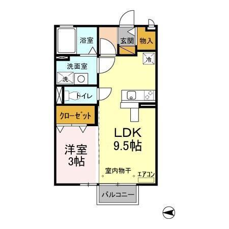 まるまハイツ(1LDK/2階)の間取り写真