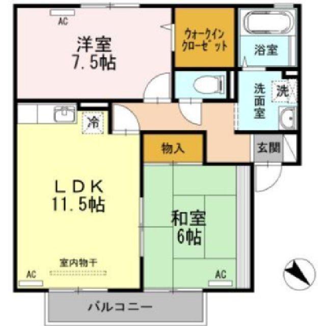 プリムローズIII A棟(2LDK/1階)の間取り写真
