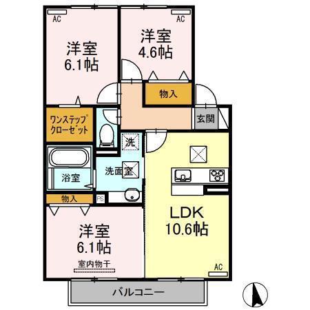 アルモニー A棟(3LDK/2階)の間取り写真