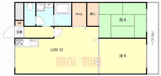 レジデンス塚口(2LDK/5階)の間取り写真