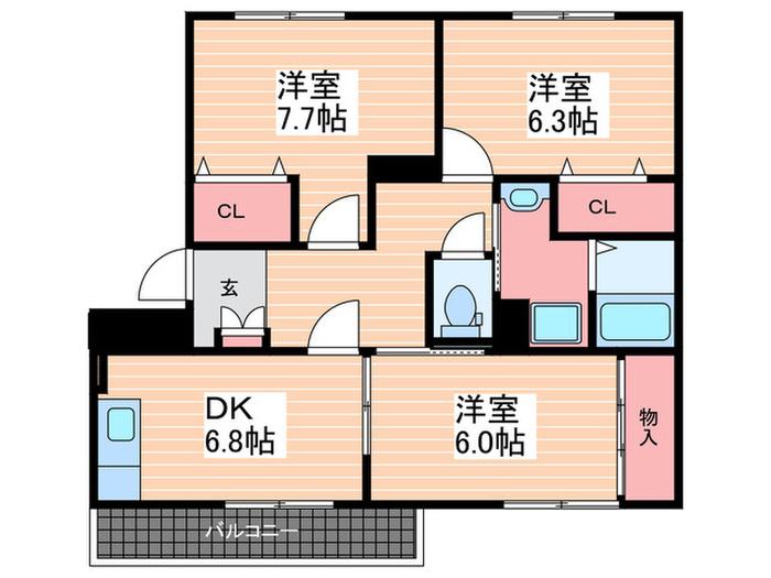 ハイクオリティマンション麗華(3DK/3階)の間取り写真