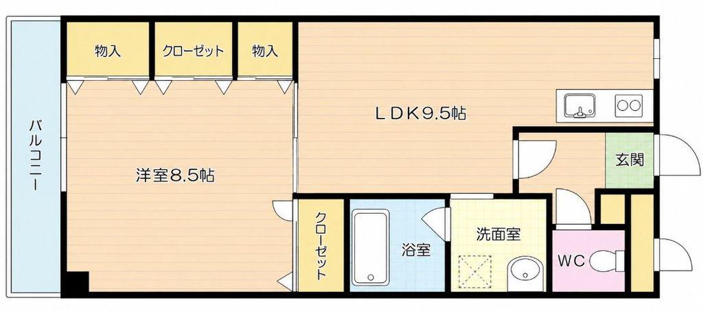 東海マンション(1LDK/3階)の間取り写真