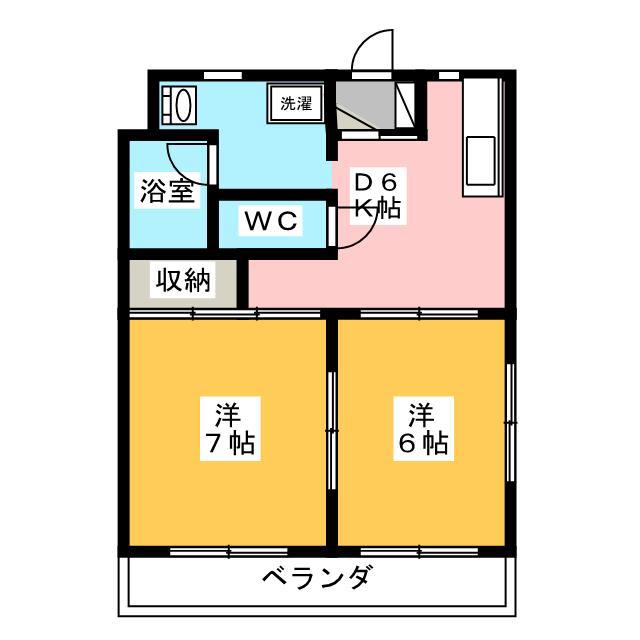 岳南ドミール(2DK/1階)の間取り写真