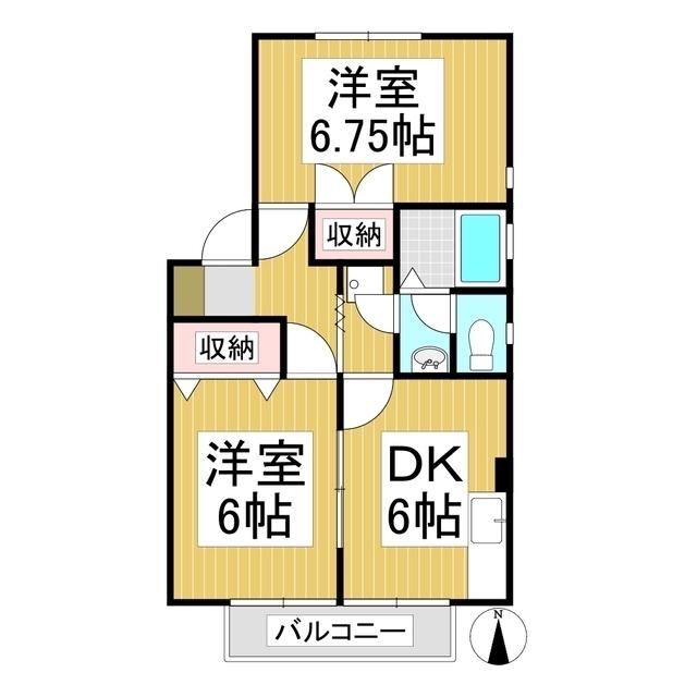 グレースメゾン篠ノ井D棟(2DK/2階)の間取り写真