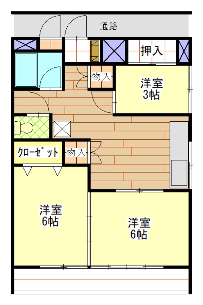 アルビオン(3K/3階)の間取り写真