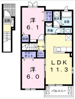 エスポワール・K(2LDK/2階)の間取り写真