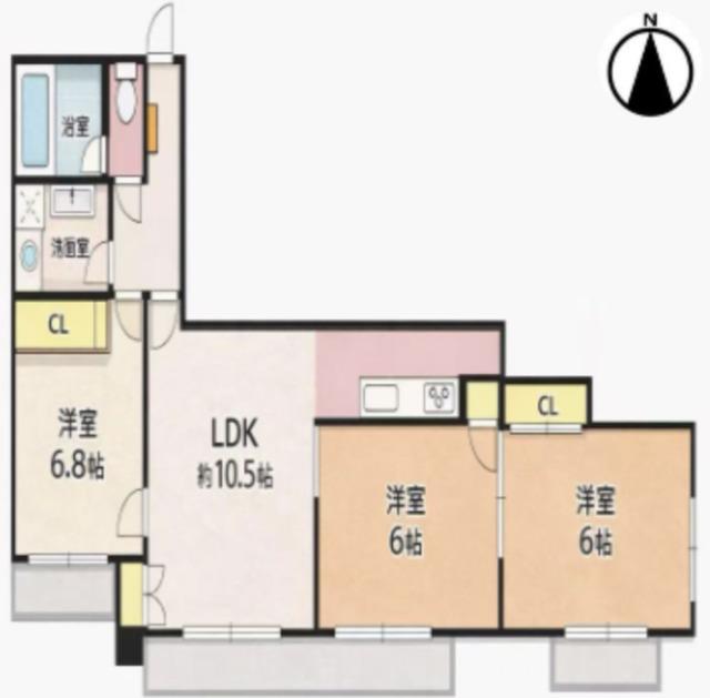 帝金ビル(3LDK/5階)の間取り写真