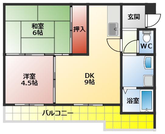 サンライズ成田(2DK/1階)の間取り写真