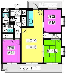 プラムハイツⅢ(3LDK/4階)の間取り写真