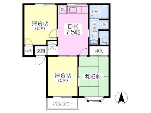 ファミリー南仙台(3DK/1階)の間取り写真