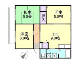 サンライフ中島A棟(3DK/2階)の間取り写真