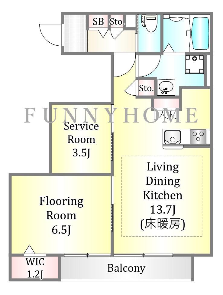 DUE ウエスト AZABU HOUSE(1SLDK/3階)の間取り写真