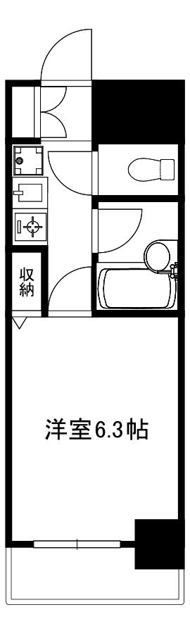 コアパレス常葉6(1K/5階)の間取り写真