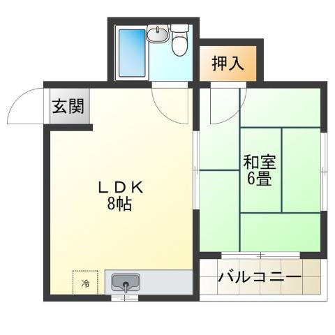 メゾンワタナベ(1LDK/4階)の間取り写真