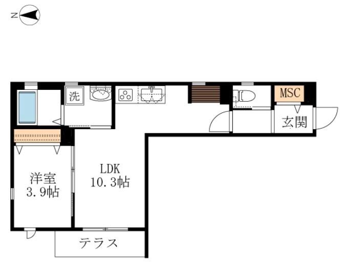 グランツ祖師谷大蔵(1LDK/1階)の間取り写真