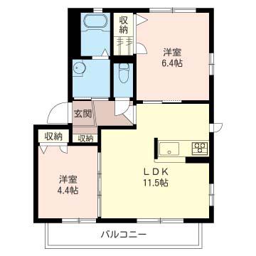  メゾンフォレストIV(2LDK/2階)の間取り写真